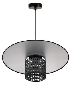 Duolla - Lustr na lanku TOKYO RATTAN 1xE27/15W/230V pr. 50 cm černá/stříbrná