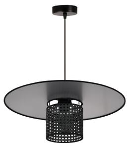 Duolla - Lustr na lanku TOKYO RATTAN 1xE27/15W/230V pr. 50 cm černá/stříbrná