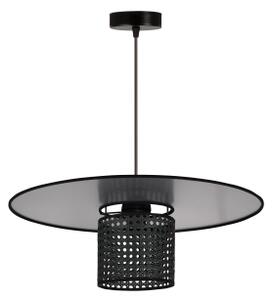 Duolla - Lustr na lanku TOKYO RATTAN 1xE27/15W/230V pr. 50 cm černá/stříbrná