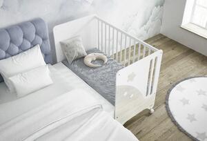 Dětská postýlka Trama CIELO White/Acacia 60 x 120 cm (s možností intalace k rodičovské posteli)
