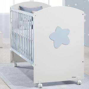 Dětská postýlka Trama BIG STAR White/Baby Blue 60 x 120 cm (s možností intalace k rodičovské posteli)