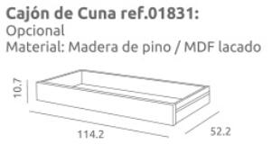 Dětská postýlka Trama CIELO White/Acacia 60 x 120 cm (s možností intalace k rodičovské posteli)