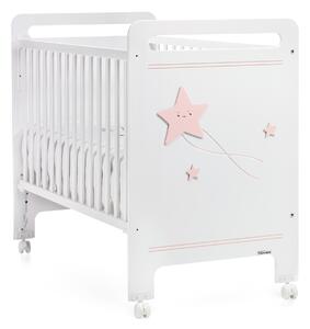 Dětská postýlka Trama GALAXIA White/Baby Pink 60 x 120 cm (s možností intalace k rodičovské posteli)