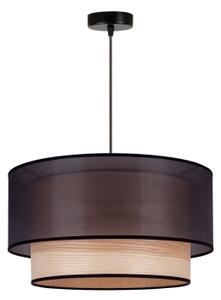 Duolla - Lustr na lanku WOOD BOHO 1xE27/15W/230V pr. 45 cm černá/béžová