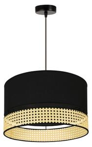 Duolla - Lustr na lanku DOUBLE RATTAN 1xE27/15W/230V pr. 40 cm černá/béžová