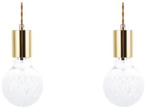 Sada 2 závěsných lamp ANZA Sklo Zlatá