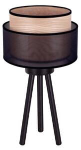 Duolla - Stolní lampa WOOD BOHO 1xE27/15W/230V pr. 25 cm černá/béžová