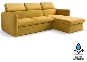 Malá sedací souprava SLIM | 235x179 cm | PRAVÁ | žlutá | rozkládací + úložný prostor