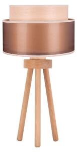 Duolla - Stolní lampa WOOD BOHO 1xE27/15W/230V pr. 25 cm měděná/hnědá/béžová