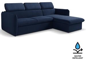 Malá sedací souprava SLIM | 235x179 cm | PRAVÁ | 79 temně modrá | rozkládací + úložný prostor