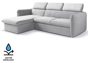 Malá sedací souprava SLIM | 179x235 cm | LEVÁ | 80 světle šedá | rozkládací + úložný prostor