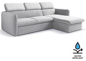 Malá sedací souprava SLIM | 235x179 cm | PRAVÁ | 80 světle šedá | rozkládací + úložný prostor