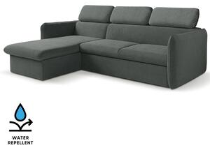 Malá sedací souprava SLIM | 179x235 cm | LEVÁ | 97 tmavě šedá | rozkládací + úložný prostor