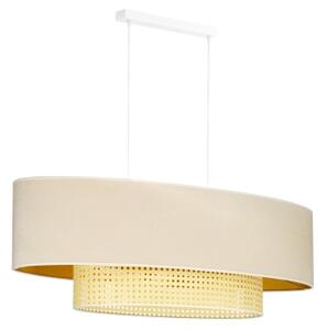 Duolla - Lustr na lanku DOUBLE OVAL RATTAN 2xE27/15W/230V krémová/ratan
