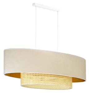 Duolla - Lustr na lanku DOUBLE OVAL RATTAN 2xE27/15W/230V krémová/ratan