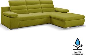 Sedací souprava GRECO MINI | 278x185 cm | PRAVÁ | 35 zelená WATER REPELLENT | rozkládací + úložný prostor