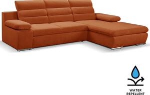 Sedací souprava GRECO MINI | 278x185 cm | PRAVÁ | 55 červenooranžová WATER REPELLENT | rozkládací + úložný prostor