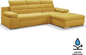 Sedací souprava GRECO MINI | 278x185 cm | PRAVÁ | 48 hořčicová žlutá WATER REPELLENT | rozkládací + úložný prostor