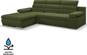 Sedací souprava GRECO MINI | 185x278 cm | LEVÁ | 39 tmavě zelená WATER REPELLENT | rozkládací + úložný prostor
