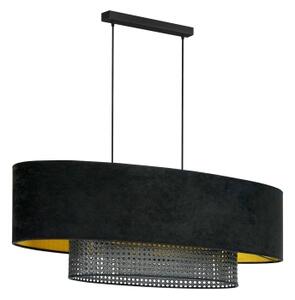 Duolla - Lustr na lanku DOUBLE OVAL RATTAN 2xE27/15W/230V černá/ratan