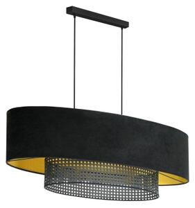 Duolla - Lustr na lanku DOUBLE OVAL RATTAN 2xE27/15W/230V černá/ratan