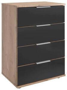NOČNÍ STOLEK, šedá, barvy dubu, barvy hliníku, 52/74/38 cm MID.YOU, Online Only