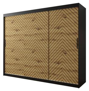 Šatní skříň s posuvnými dveřmi Ratintu 1 250 cm, Úložný prostor: ne, Barva: černá / dub artisan + černá Mirjan24 5903211151231