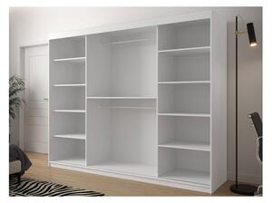 Šatní skříň s posuvnými dveřmi Ratintu 1 250 cm, Úložný prostor: ne, Barva: bílá / bílá + černý mat Mirjan24 5903211151217