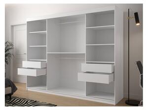 Posuvná skříň se zrcadlem Ratintu 250 cm, Úložný prostor: ne, Barva: bílá / bílá + černý mat Mirjan24 5903211151392