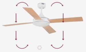 FARO 33350DC-Stropní ventilátor MALLORCA L bílá/hnědá pr.132 cm+dálkové ovládání