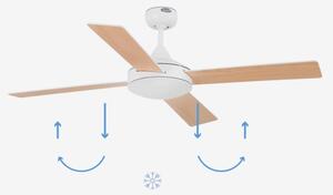 FARO 33350DC-Stropní ventilátor MALLORCA L bílá/hnědá pr.132 cm+dálkové ovládání