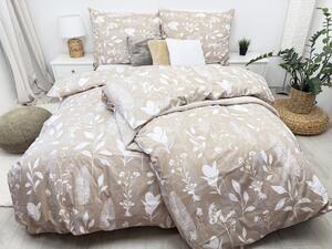 Francouzské bavlněné povlečení Louka béžová Zapínání: knoflík, Velikost polštáře: 2x70x90, Velikost přikrývky: 200x200