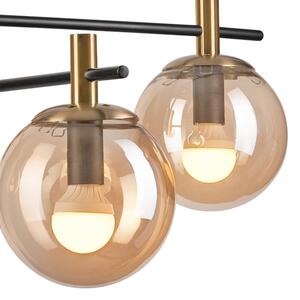 Lustr na tyči LILOU 4xE14/5W/230V zlatá/černá/kouřová béžová