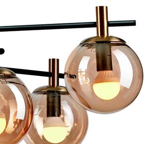 Lustr na tyči LILOU 6xE14/5W/230V zlatá/černá/kouřová béžová