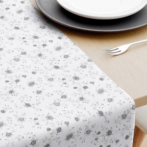 Goldea běhoun na stůl 100% bavlněné plátno - šedé růžičky na bílém 35x140 cm