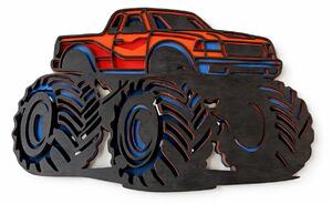 Z rodinné dílny Svítící dřevěná dekorace na zeď – Monster truck (3D efekt, fosforeskující)