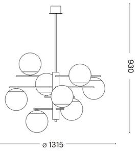 Ideal Lux - Lustr na tyči GOURMET 9xE14/28W/230V pr. 131,5 cm zlatá