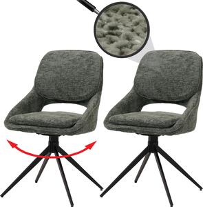 Sada 2 jídelních židlí HWC-N73, kuchyňská židle, otočná s automatickým vrácením, látka/textil šenil (490 g/m²) Oeko-Tex zelená