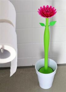 Štětka na WC kytka s beruškou FLOWE POWER VIGAR (barva- bílá/ZELENÁ)
