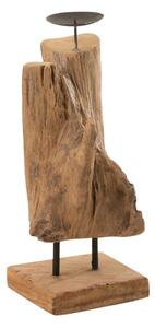 Dřevěný svícen v přírodním tvaru z teakového dřeva Trun S - 15*15*35 cm