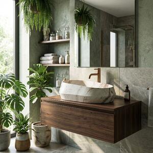 Rea Zoe Travo, umyvadlo na desku 590×380×170 mm, béžová/ecru imitace kamene matná, REA-U3540