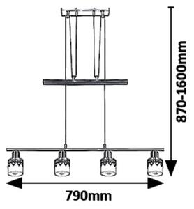 Rabalux 5345 - Lustr na lanku LACEY 4xE14/40W/230V