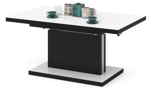 PRESTIGE ASTON bílý černý, rozkládací, zvedací konferenční stůl, stolek, černobílý - 80 cm