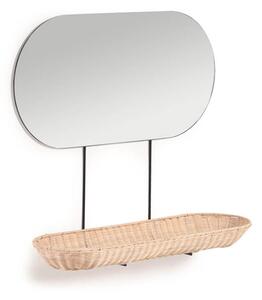MUZZA Zrcadlo s ratanovou poličkou naibi 80 x 29 cm přírodní