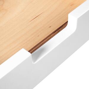 Zaoblený závěsný noční stolek se šuplíkem LUNA FLO bílý Zvolte kvalitu dřeva: 2. Kombinace dubového masivu a dýhované DTD desky