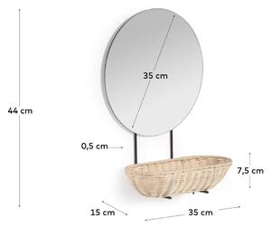 MUZZA Zrcadlo s ratanovou poličkou naibi 44 x 35 cm přírodní