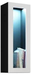 Vitrína Zigo sklo 90, Osvětlení: osvětlení LED - modré, Barva: černý / černý lesk Mirjan24 5902928731576