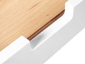 Benlemi Dřevěný noční stolek ve scandi stylu HYLLE bílý Kvalita dřeva: 2. Kombinace dubového masivu a dýhované DTD desky