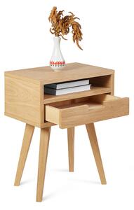 Benlemi Dřevěný noční stolek ve scandi stylu HYLLE přírodní Kvalita dřeva: 2. Kombinace dubového masivu a dýhované DTD desky