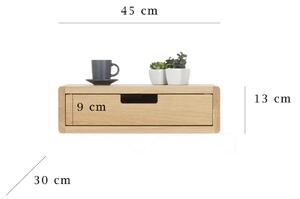 Zaoblený závěsný noční stolek se šuplíkem LUNA FLO přírodní Zvolte kvalitu dřeva: 2. Kombinace dubového masivu a dýhované DTD desky
